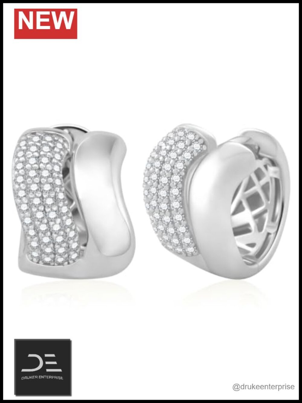 Double Hoop Huggie Earrings D Color VVS1 Moissanite 925 Sterling Silver Posts